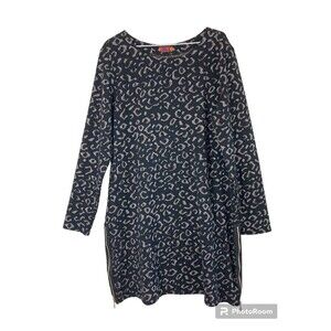 ISLE Women's Dress XL Long Sleeve Black Animal Print Made In Turkey Casual